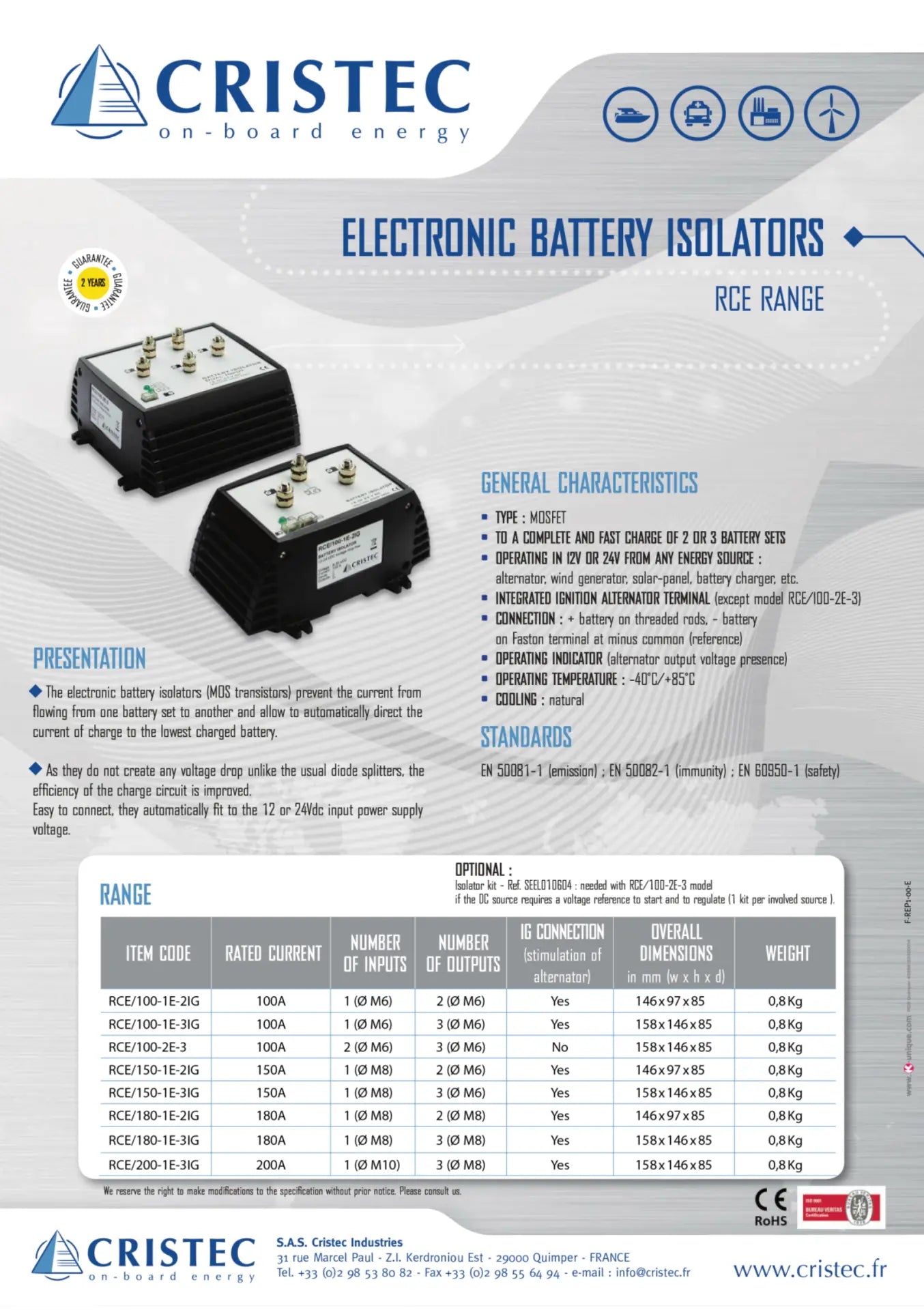 Akü İzolatörü 100A 1 Giriş 2 Çıkış CRISTEC
