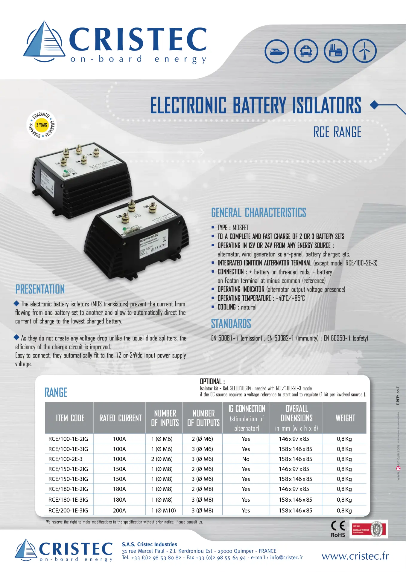 Akü İzolatörü 150A 1 Giriş 3 Çıkış CRISTEC