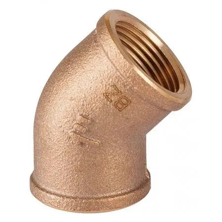 BRONZ 45° DİŞİ-DİŞİ KUYRUKLU DİRSEK 1/2'' GUIDI