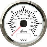 HIZ GÖSTERGESİ GPS BAĞLANTILI 60 KNOTS 85 mm KROM/BEYAZ WEMA