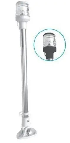 Işıklı Bayrak Direği Boy:48cm 12V Krom Beyaz Led Mas Mare