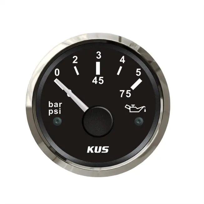 Kus Yağ Göstergesi 5 Bar Siyah 12-24V Çap:52 mm Kus