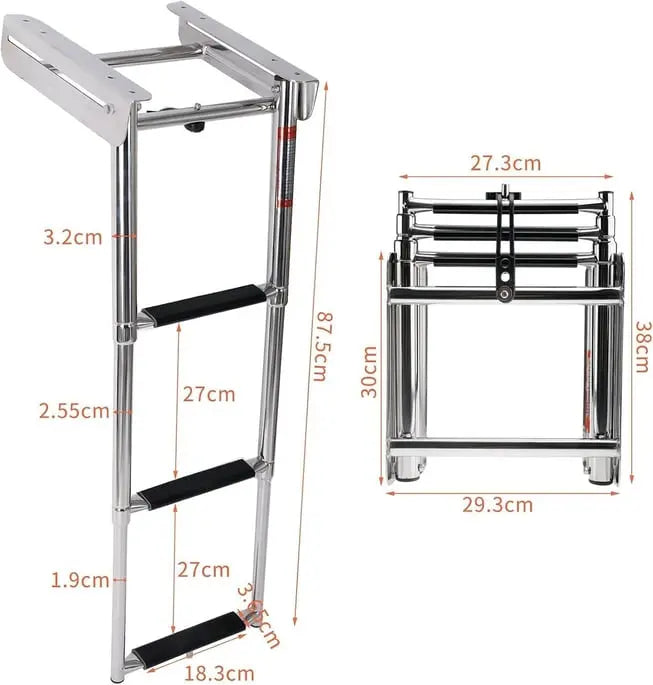 Teleskopik Merdiven 3'lü Platform Altı Kızaklı 254x879 mm Marine Town