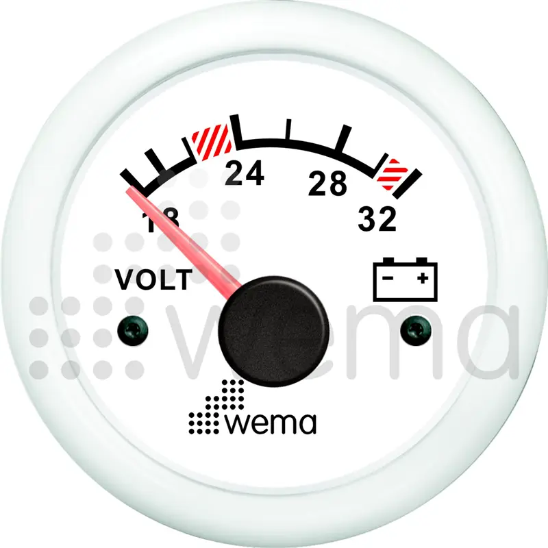 VOLTMETRE ANALOG 24V 52 mm BEYAZ/BEYAZ WEMA