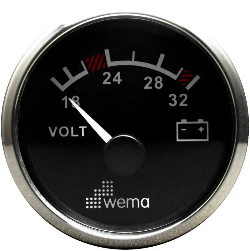 VOLTMETRE ANALOG 24V 52 mm KROM/SİYAH WEMA