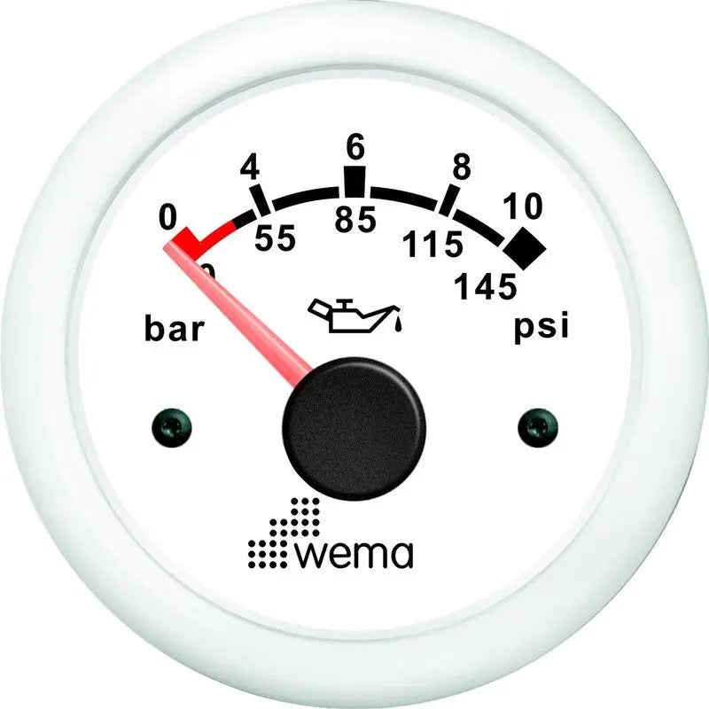 YAĞ BASINÇ GÖSTERGESİ 10 BAR 52 mm BEYAZ/BEYAZ WEMA