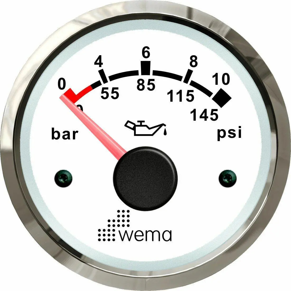 YAĞ BASINÇ GÖSTERGESİ 10 BAR 52 mm KROM/BEYAZ WEMA