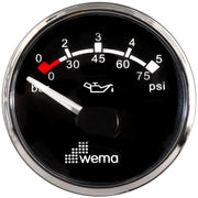 YAĞ BASINÇ GÖSTERGESİ 5 BAR 52 mm KROM/SİYAH WEMA