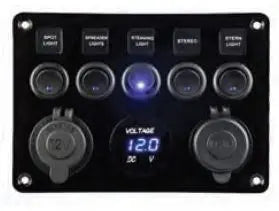 4’lü Switch Panel - B.S Otomatik Sigortalı ve Işıklı Ölçüler: 90 mm x 130 mm Mas Mare