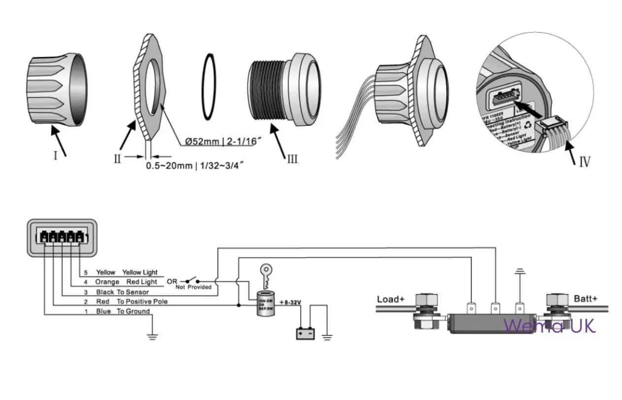 AMPERMETRE ŞÖNTLÜ 52 mm KROM/BEYAZ WEMA