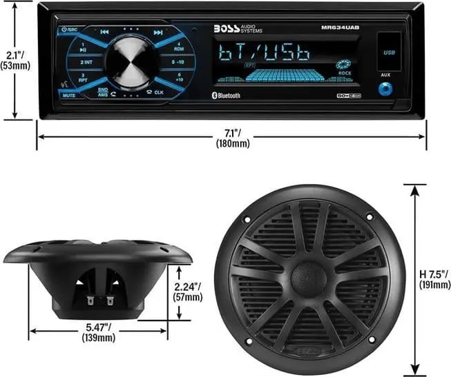 BOSS Audio Systems MCBK634B.6 USB, AUX Girişli Bluetoothlu Hoparlörlü Marin Teyp Seti BOSS Audio