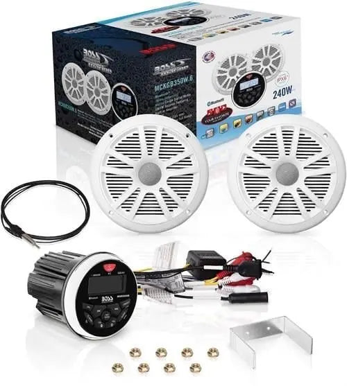 BOSS Audio Systems MCKGB350W.6 USB AUX Girişli Bluetoothlu Hoparlörlü Marin Teyp Seti BOSS Audio