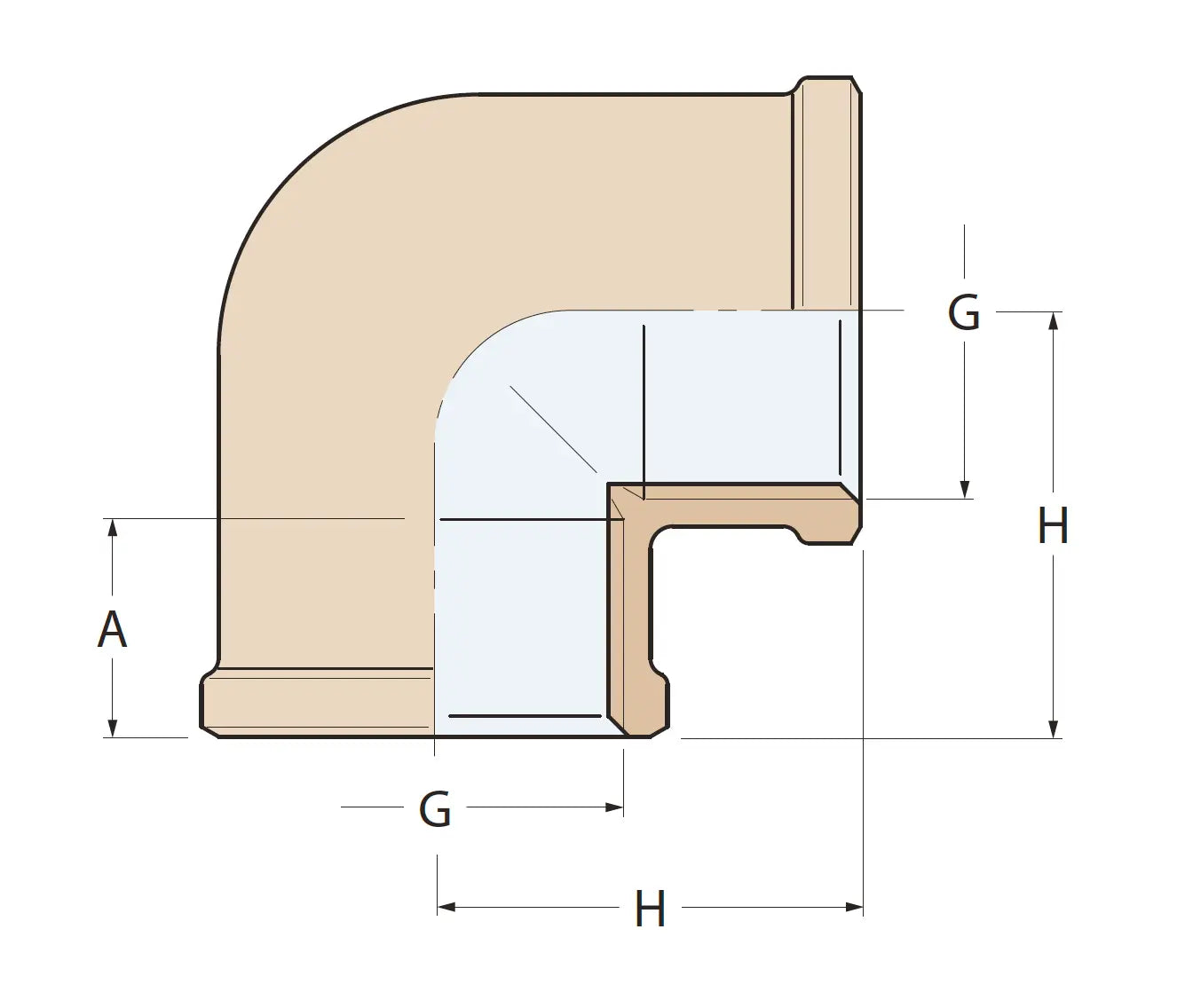 BRONZ 90° DİŞİ-DİŞİ DİRSEK 3/4'' GUIDI