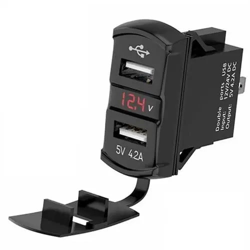 Bfy İkili USB Soketi + Voltmetre Kare Bfy