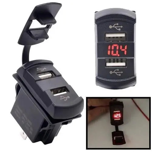 Bfy İkili USB Soketi + Voltmetre Kare Bfy