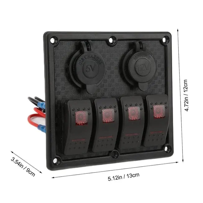 Bfy Switch Panel 4'lü Usb +Çakmaklık Kırmızı Bfy