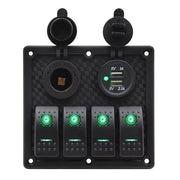 Bfy Switch Panel 4'lü Usb +Çakmaklık Yeşil Bfy