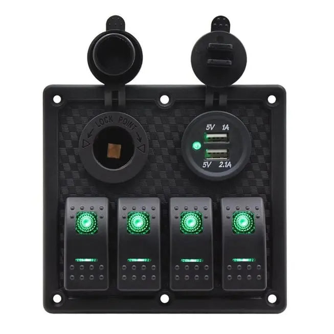 Bfy Switch Panel 4'lü Usb +Çakmaklık Yeşil Bfy