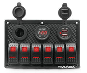 Bfy Switch Panel 6'lı +Usb+Plastik Çakmaklık+ Voltmetre Kırmızı Bfy