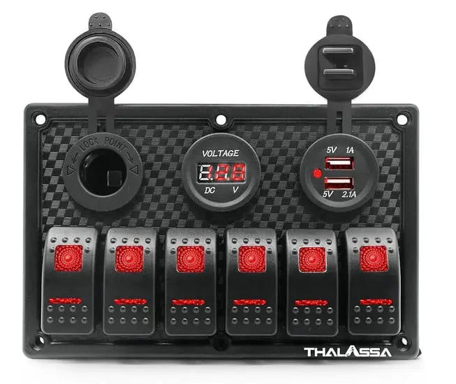 Bfy Switch Panel 6'lı +Usb+Plastik Çakmaklık+ Voltmetre Kırmızı Bfy