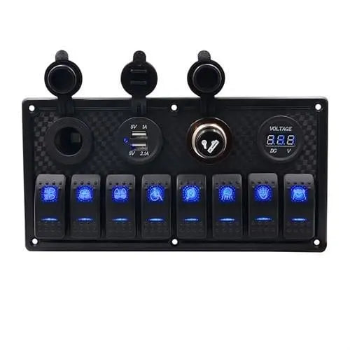 Bfy Switch Panel 8'li +Usb+Plastik Çakmaklık+ Çakmak+ Voltmetre Bfy