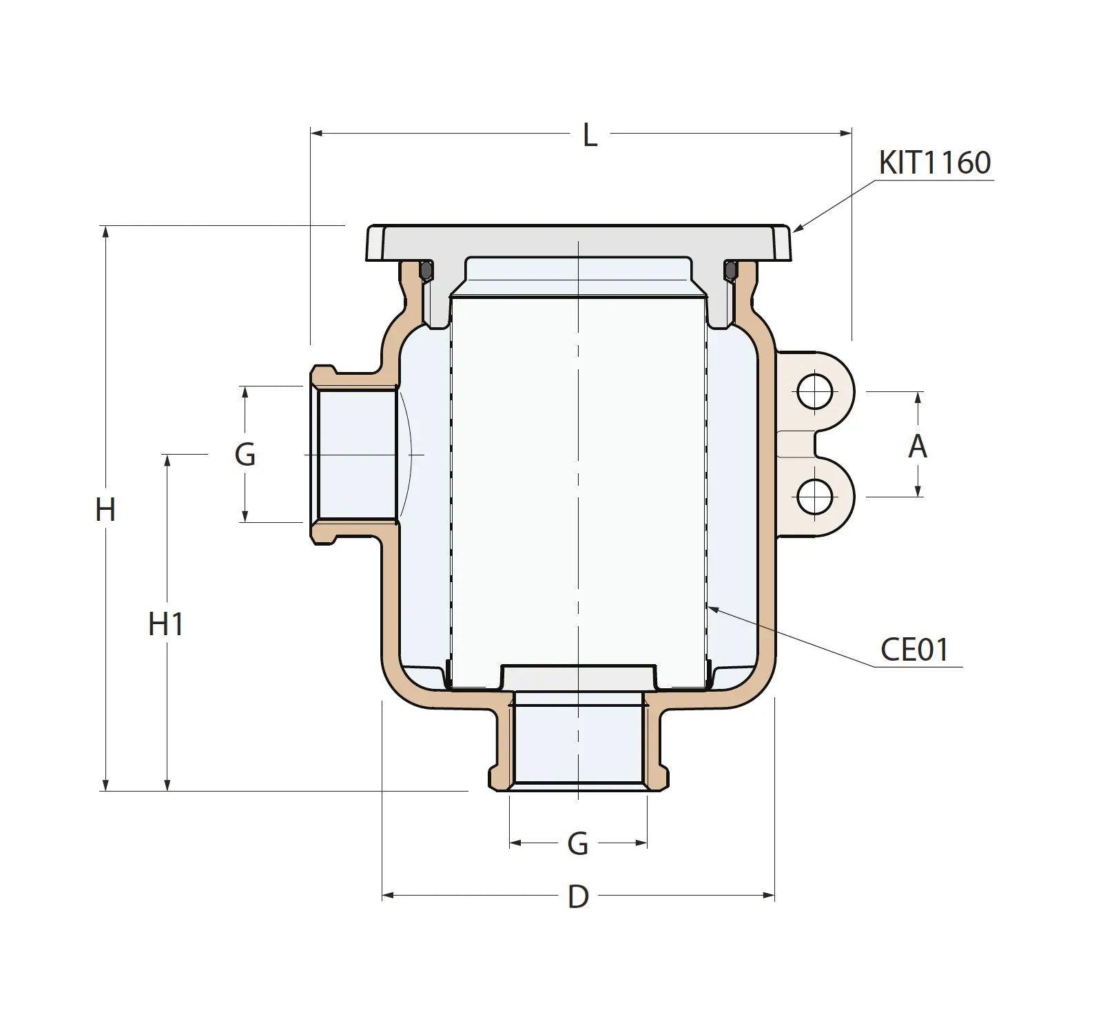 Bronz Deniz Suyu Filtresi Alttan Giriş Yandan Çıkış 3/4'' GUIDI