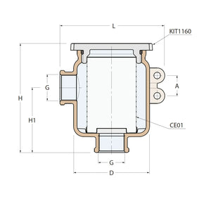 Bronz Deniz Suyu Filtresi Alttan Giriş Yandan Çıkış 3/4'' GUIDI