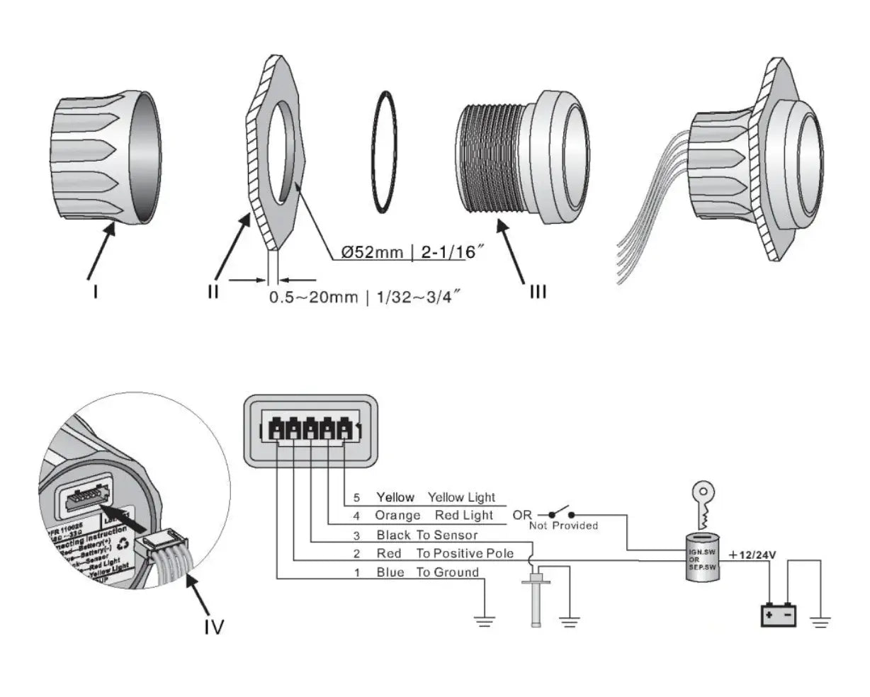 DÜMEN AÇI GÖSTERGESİ 52 mm KROM/SİYAH WEMA