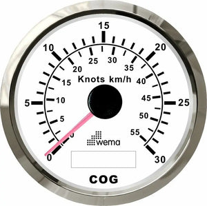 HIZ GÖSTERGESİ GPS BAĞLANTILI 30 KNOTS 85 mm KROM/BEYAZ WEMA