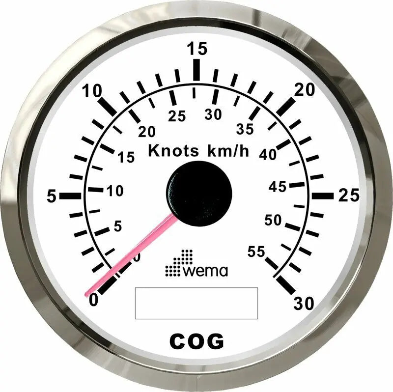 HIZ GÖSTERGESİ GPS BAĞLANTILI 30 KNOTS 85 mm KROM/BEYAZ WEMA