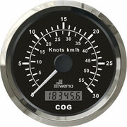 HIZ GÖSTERGESİ GPS BAĞLANTILI 30 KNOTS 85 mm KROM/SİYAH WEMA