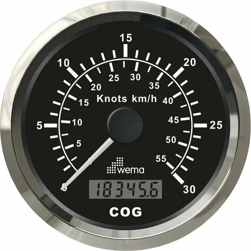 HIZ GÖSTERGESİ GPS BAĞLANTILI 30 KNOTS 85 mm KROM/SİYAH WEMA