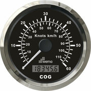 HIZ GÖSTERGESİ GPS BAĞLANTILI 60 KNOTS 85 mm KROM/SİYAH WEMA