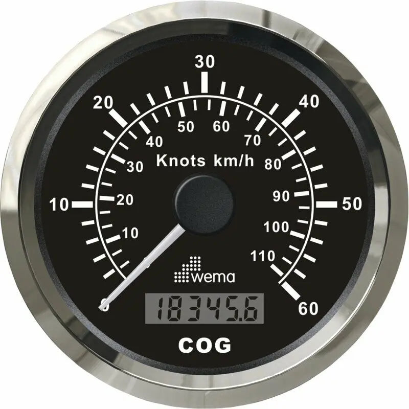HIZ GÖSTERGESİ GPS BAĞLANTILI 60 KNOTS 85 mm KROM/SİYAH WEMA