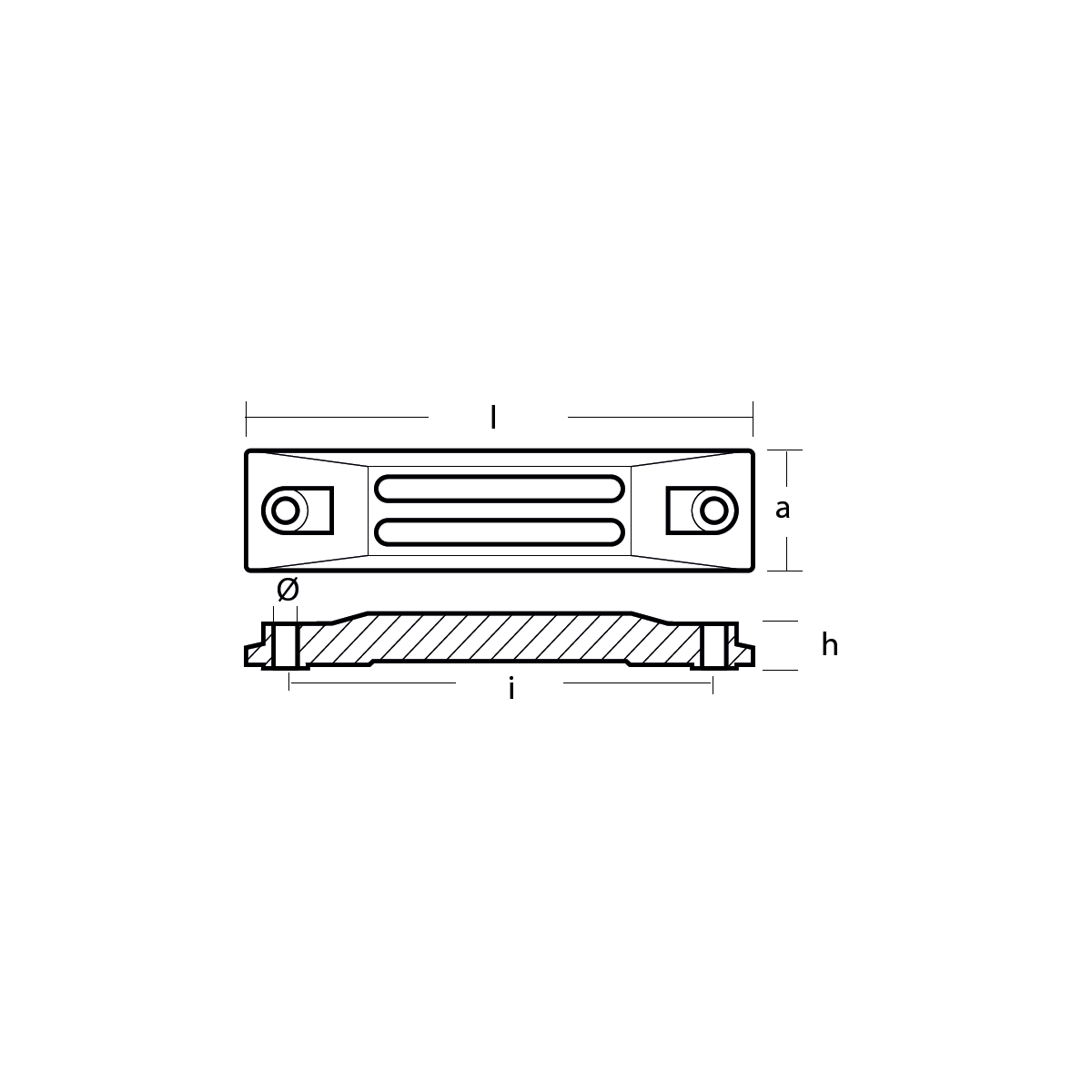 Honda small bar anode for stern bracket - Anodo per supporto motore Honda TECNOSEAL