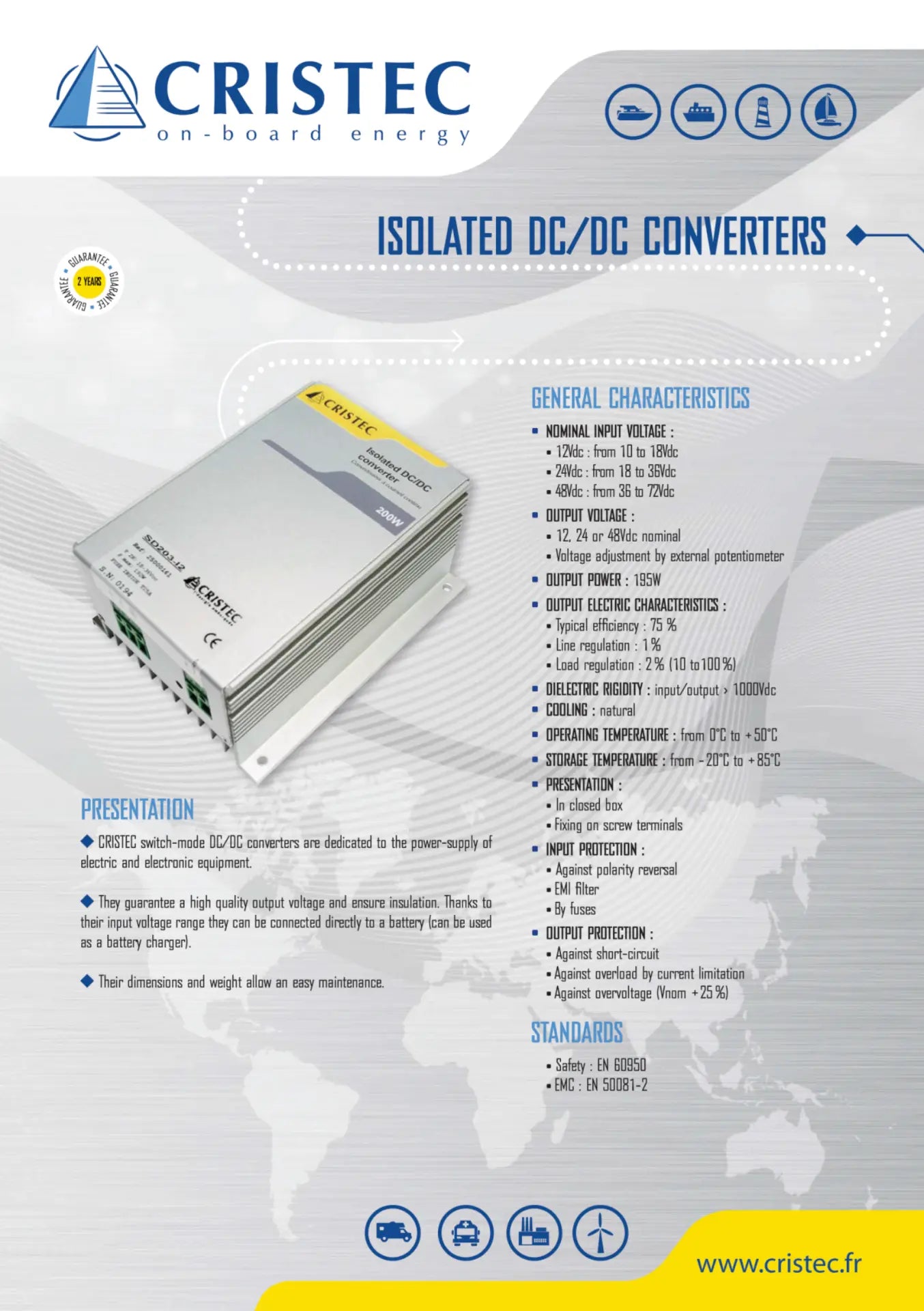 Konvertör 12V-24V 8A | DC-DC Dönüştürücü CRISTEC