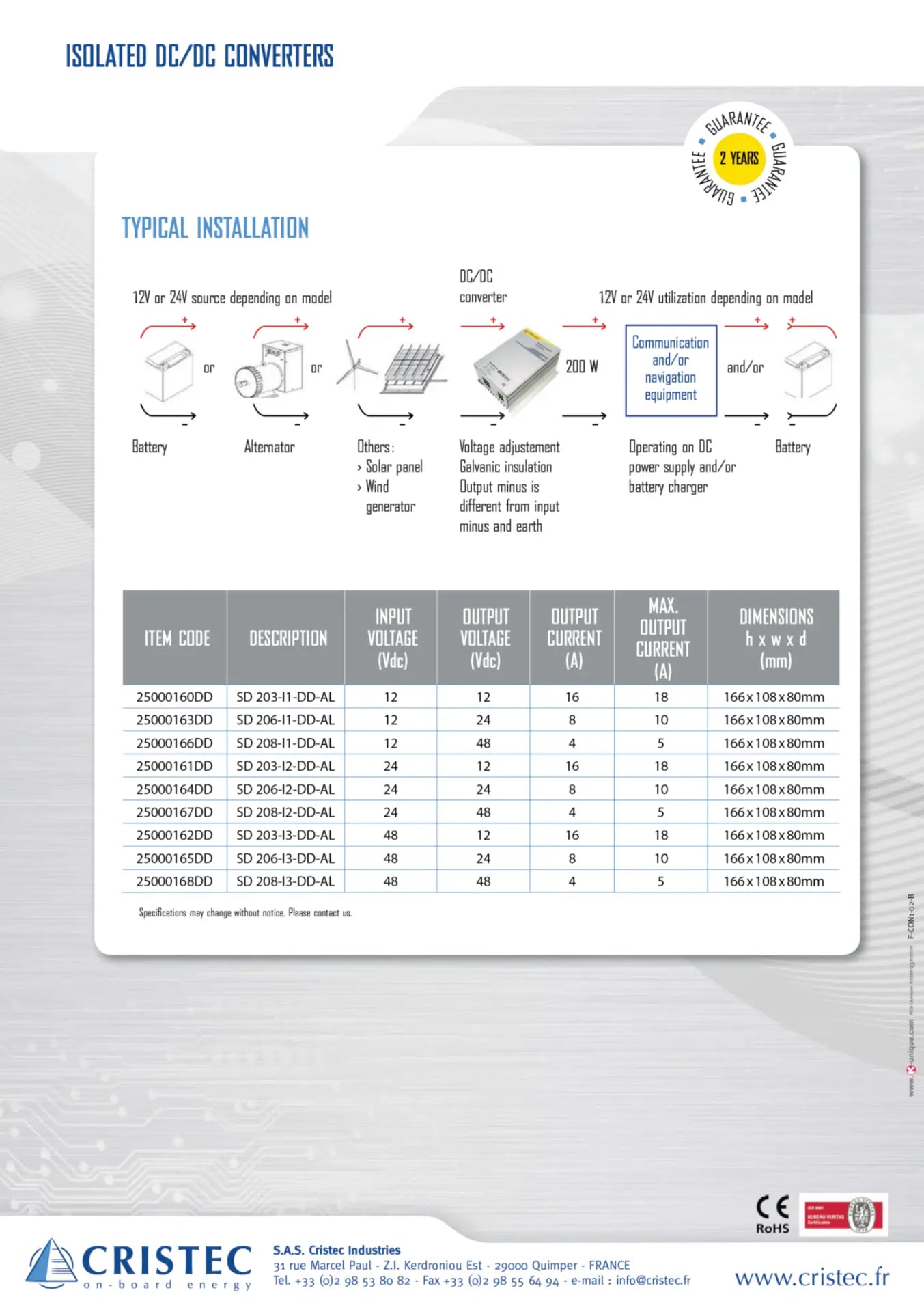 Konvertör 12V-24V 8A | DC-DC Dönüştürücü CRISTEC