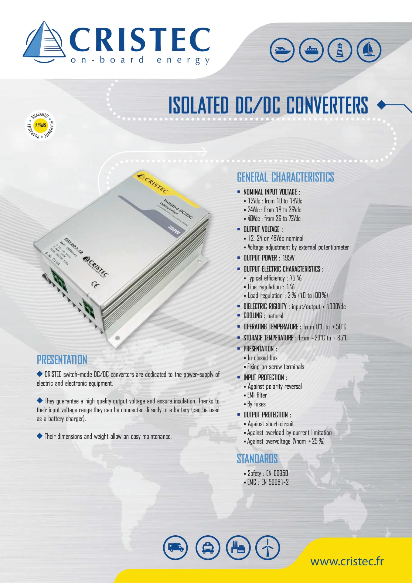 Konvertör 48V-12V 16A | DC-DC Dönüştürücü CRISTEC