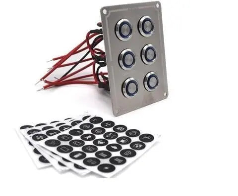 Krom 6'lı Switch Panel Sigortalı Mavi Işıklı Bfy