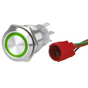 Krom Led Buton ON-OFF Yeşil 12-24V Sealux