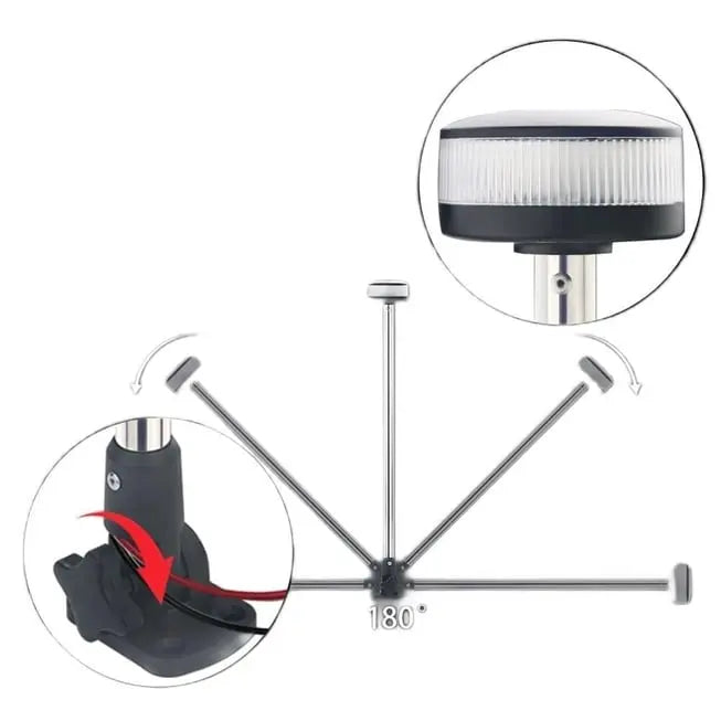 Krom Led Yatarlı Bayrak Direği 12V 60 cm Easterner