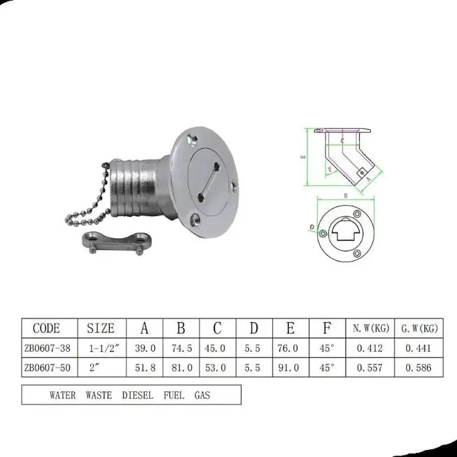 Krom Pis Dolum Ağzı Eğimli 38mm Marine Town