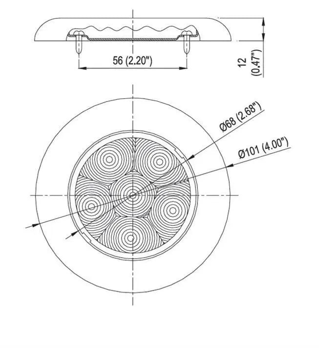 Krom Tavan Lambası 6 Ledli 12V Gün Işığı 7 cm Easterner