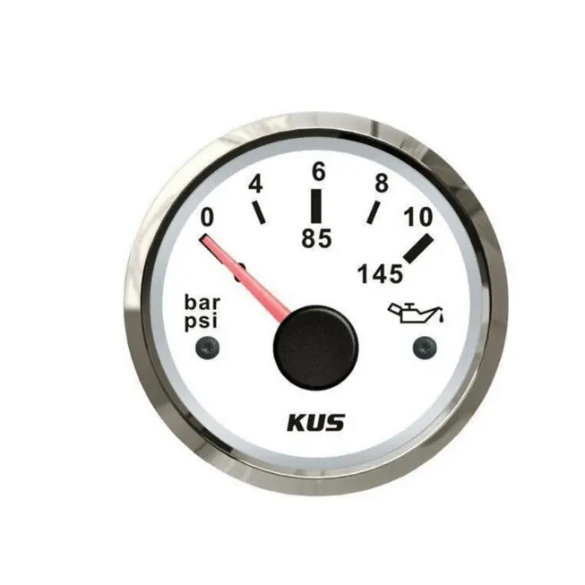 Kus Yağ Göstergesi Beyaz 0-10 Bar 12-24V 52 mm Kus