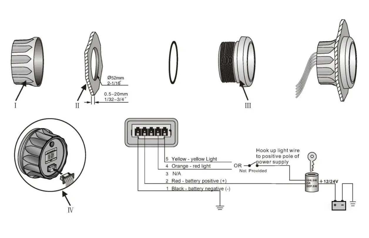 MOTOR ÇALIŞMA ZAMAN SAATİ 52 mm KROM/BEYAZ WEMA