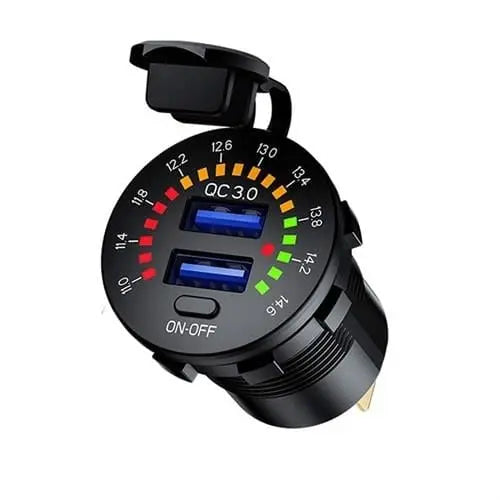 USB Hızlı Şarj Soketi Q3.0 +Led Voltmetreli Düğmeli Bfy