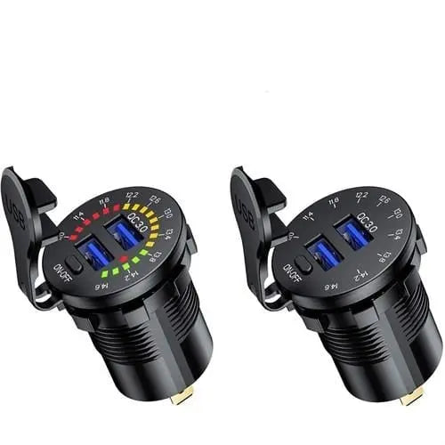 USB Hızlı Şarj Soketi Q3.0 +Led Voltmetreli Düğmeli Bfy