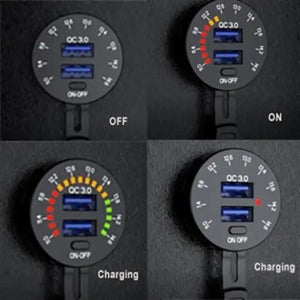 USB Hızlı Şarj Soketi Q3.0 +Led Voltmetreli Düğmeli Bfy