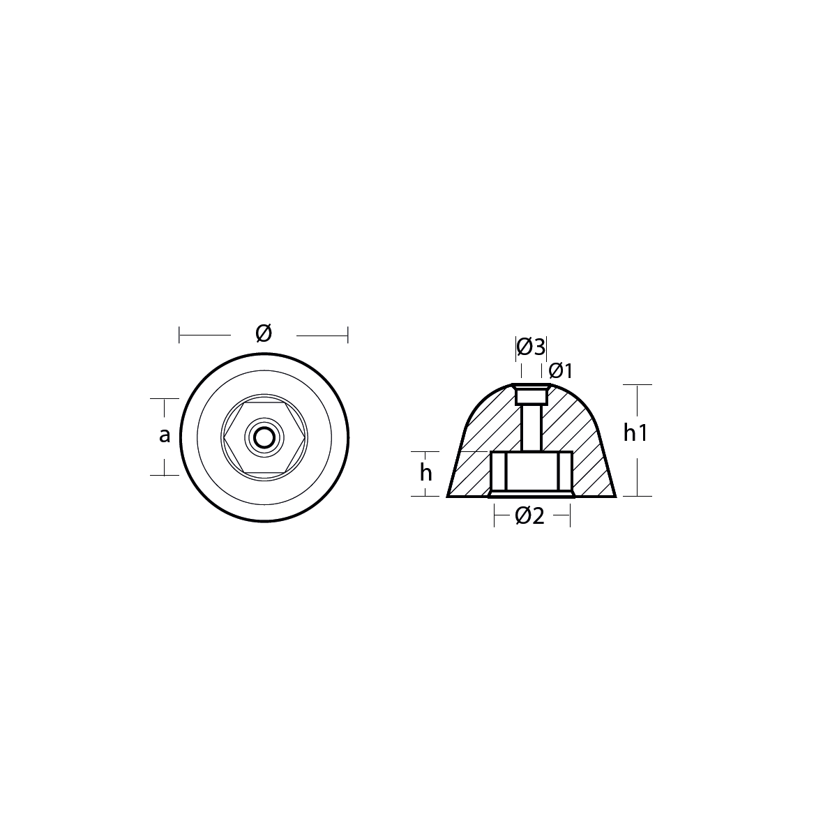 VETUS BAŞ MANEVRA PERVANESİ KGF125/130/160, VE TWIN DISC - BCS BAŞ MANEVRA PERVANESİ Ø 60 H.40 TECNOSEAL