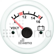 VOLTMETRE ANALOG 12V 52 mm BEYAZ/BEYAZ WEMA